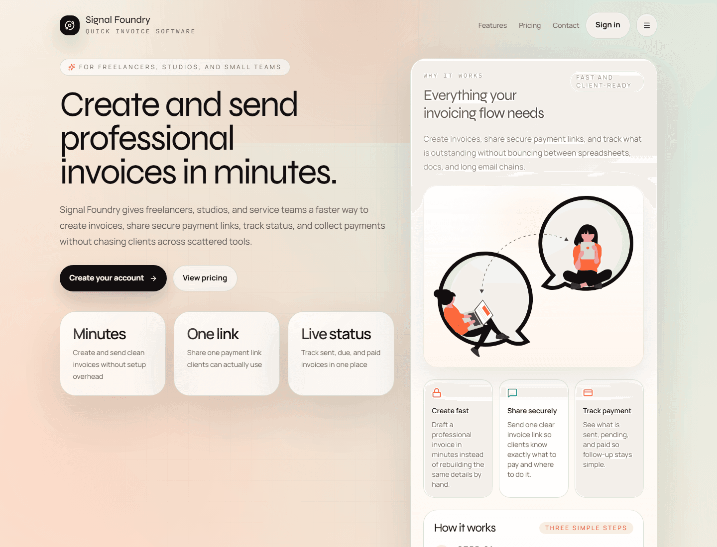 Signal Foundry invoicing system screenshot.